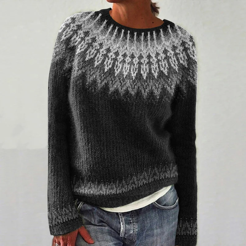 Vintage Fairman Island Knit Jacquard Crew Neck Sweater