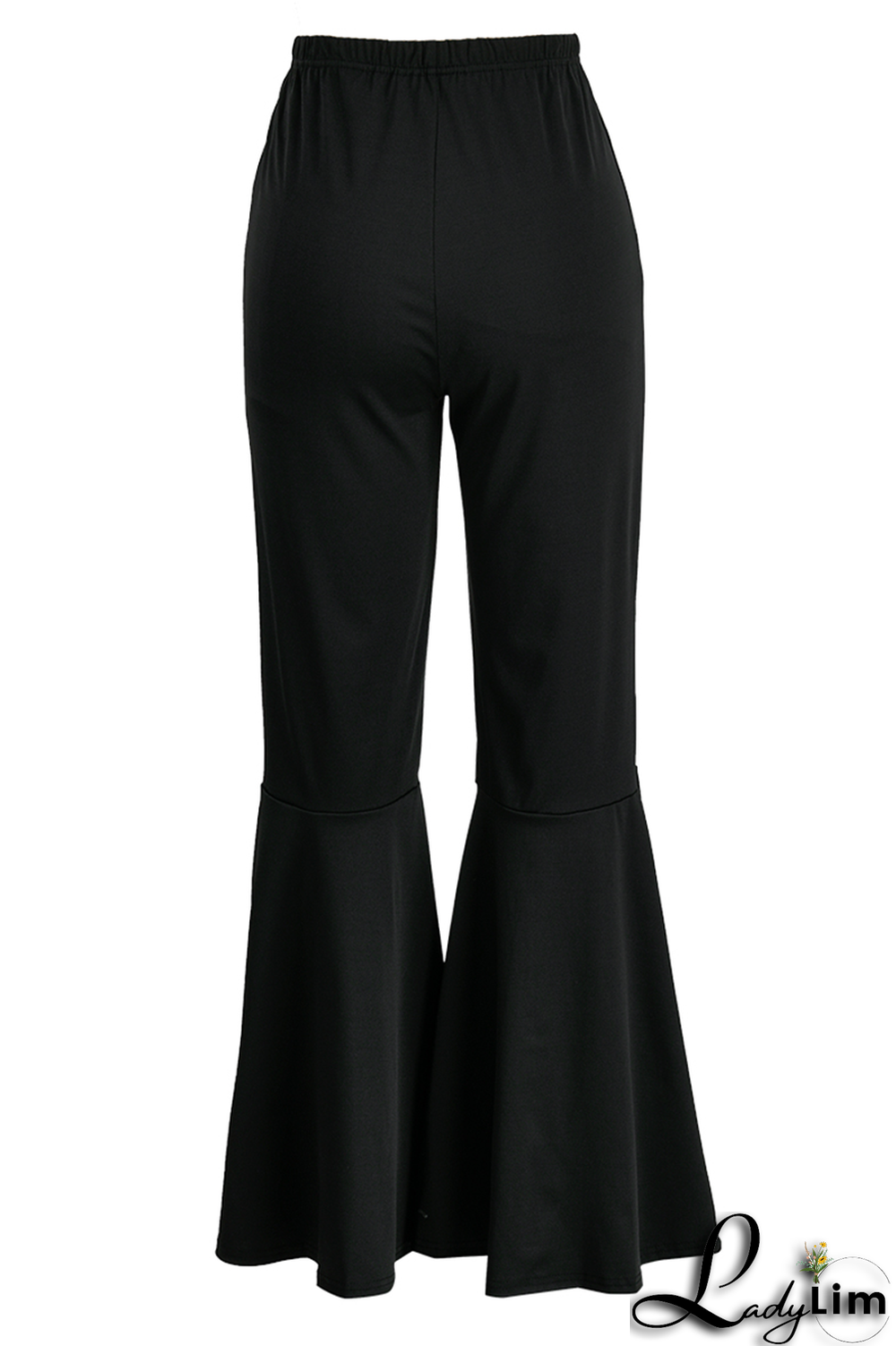 Fluorescent Green Fashion Solid Flounce Boot Cut High Waist Speaker Solid Color Bottoms