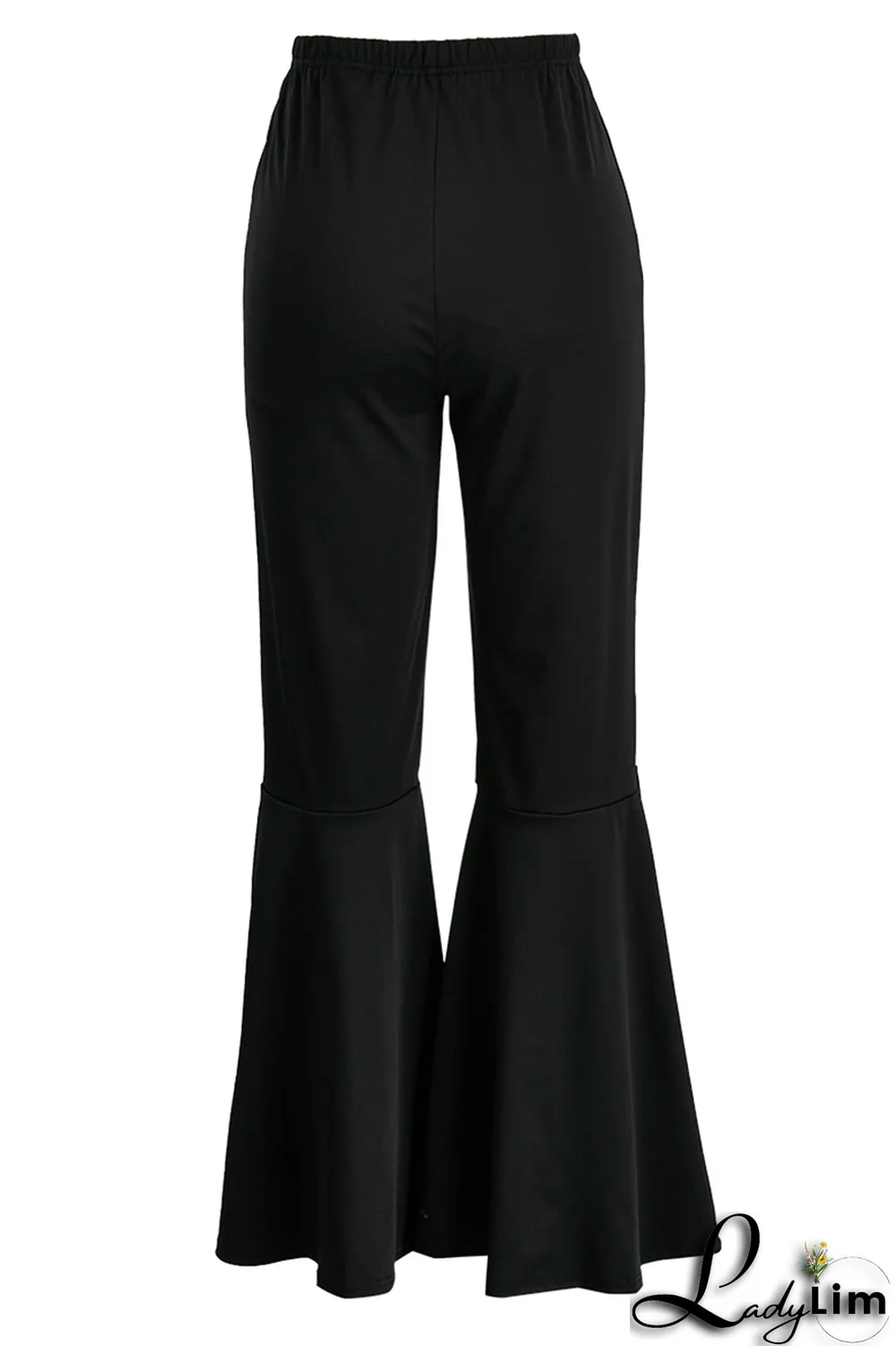 Fluorescent Green Fashion Solid Flounce Boot Cut High Waist Speaker Solid Color Bottoms