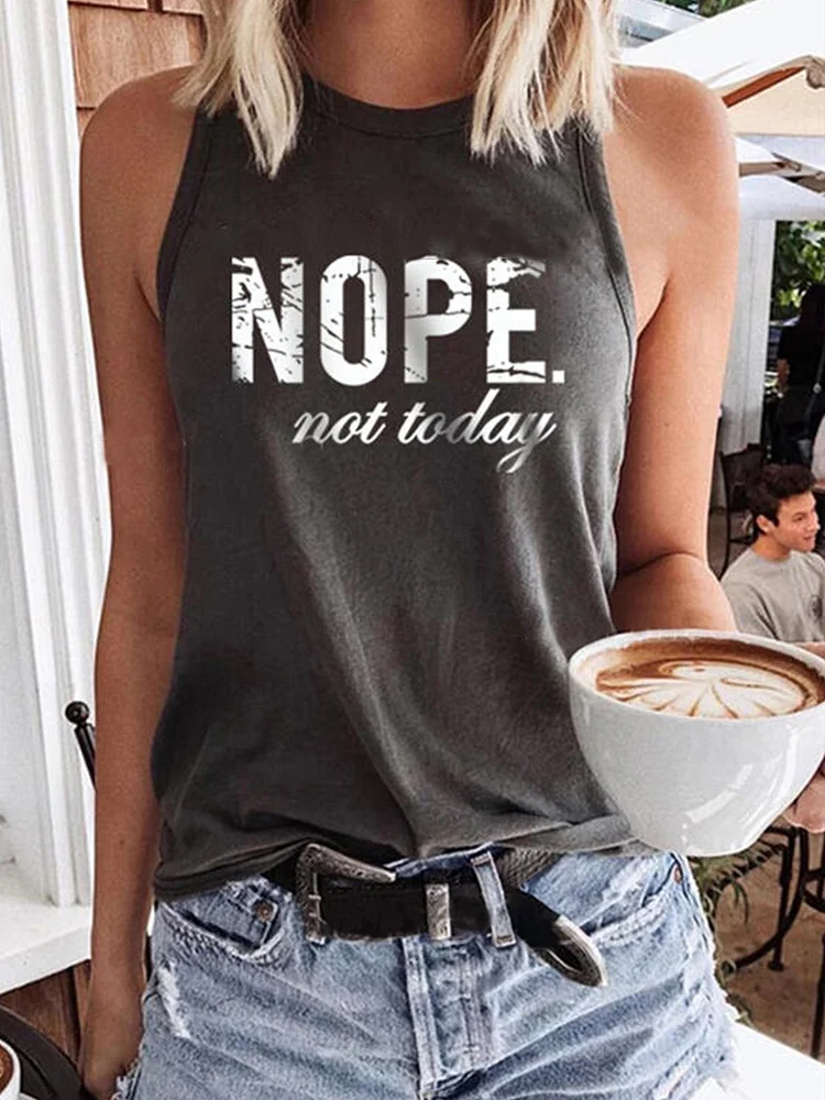 Figure print round neck sleeveless vest