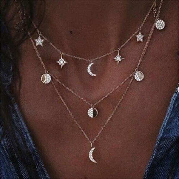 New Bohemia Multilayer Shell Pendant Necklace Women Long Chain Necklace
