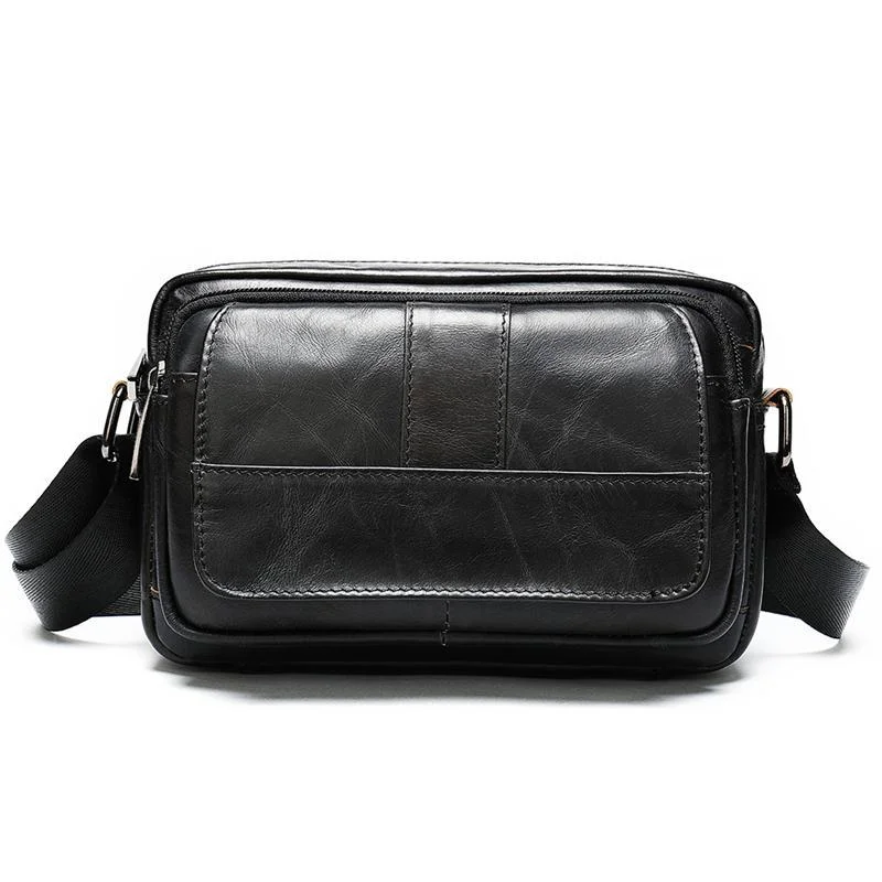 Classic Men's Crossbody Bag Leather Casual Mini Shoulder Bag