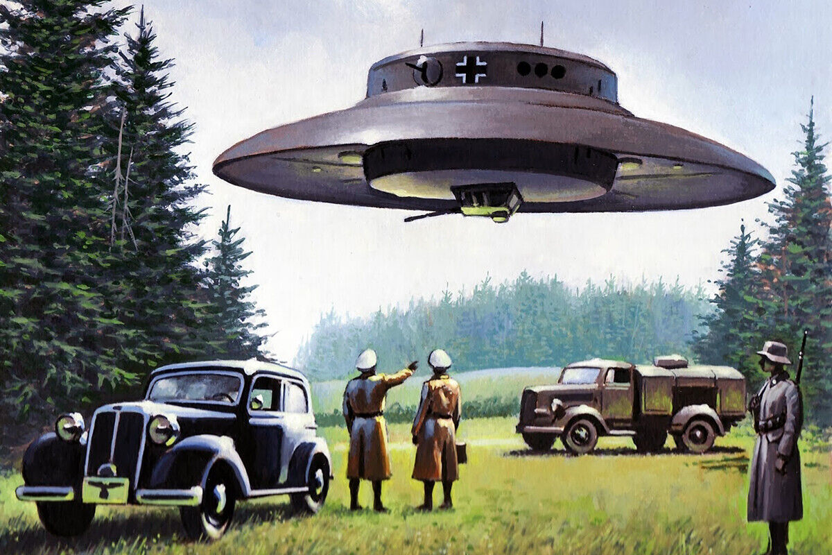 UFO FLYING SAUCER 8.5 X11 Photo Poster painting REPRINT TOP SECRET NAZI SS LUFTWAFFE GERMANY WW2