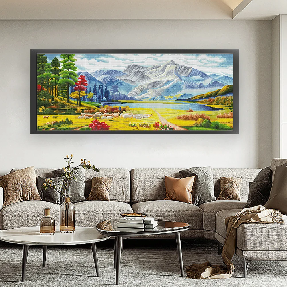 11CT Full Stamped Cross Stitch - Shepherd(Canvas|195*82CM)