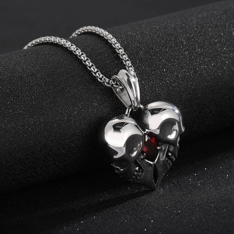 1 Piece Titanium Steel Heart Shape Skull Charms