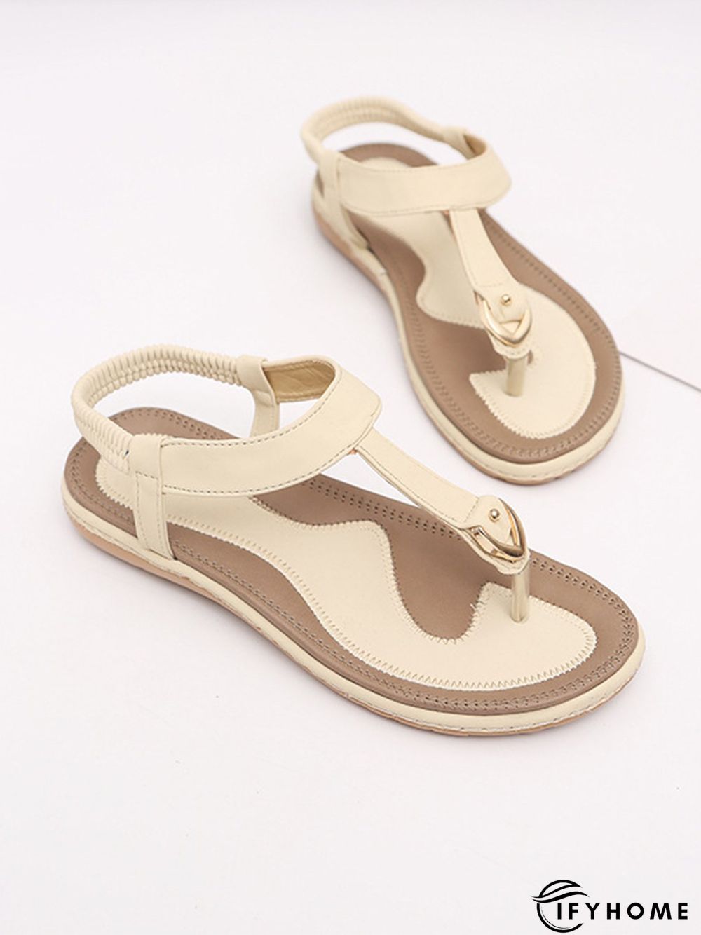 Women's Beach Metal Buckle Trim Flip-On Sandals | IFYHOME