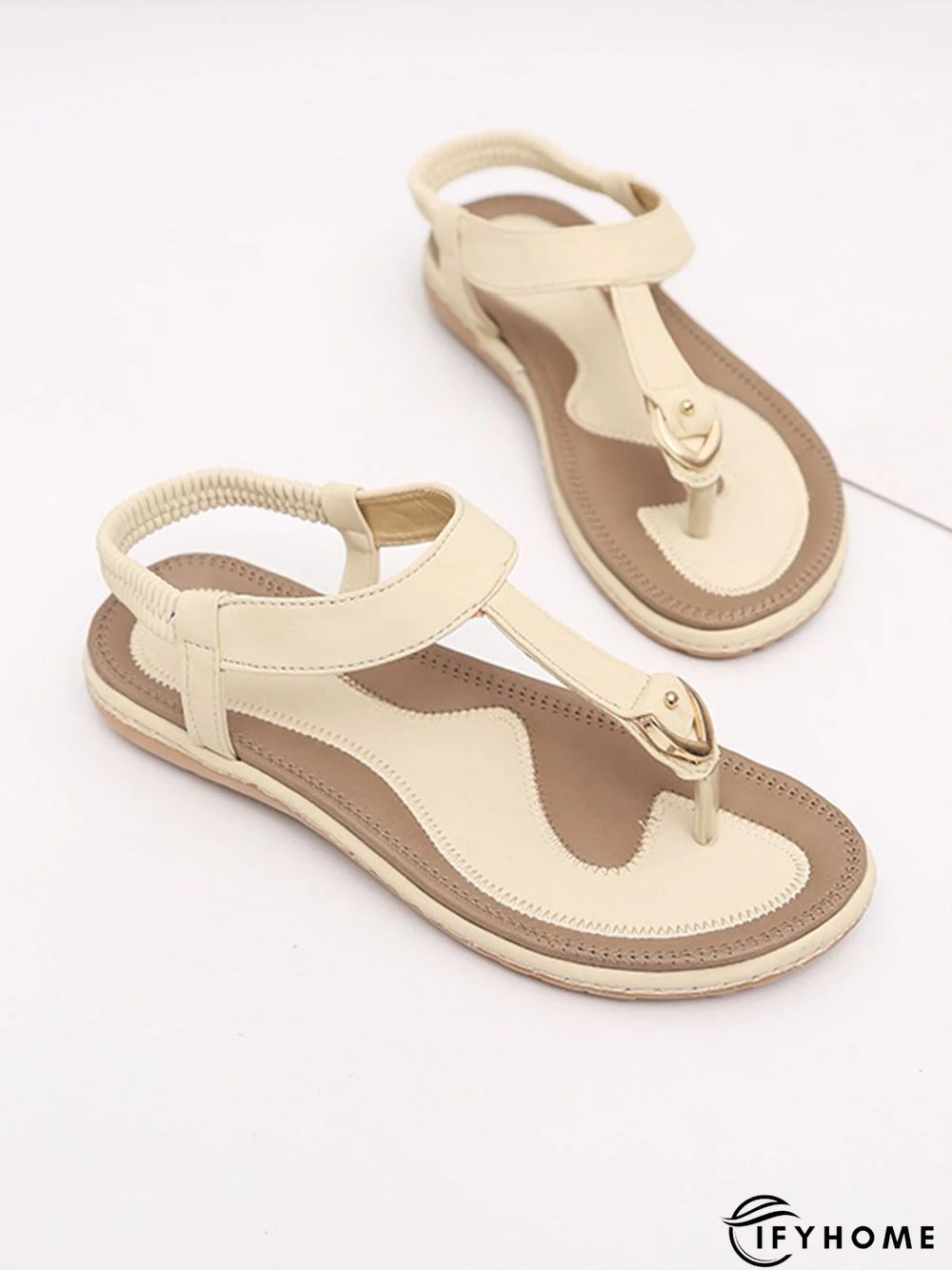 Women's Beach Metal Buckle Trim Flip-On Sandals | IFYHOME
