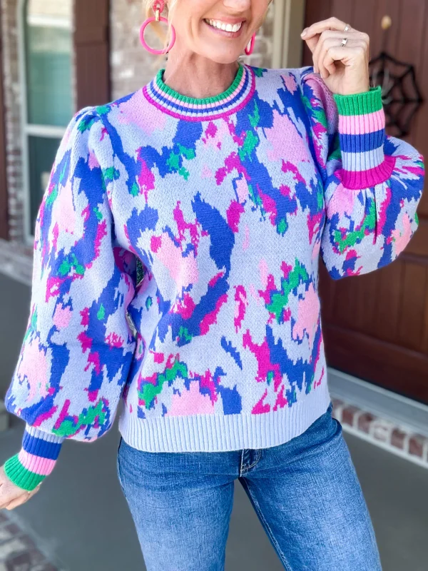 The Long Goodbye Abstract Print Sweater