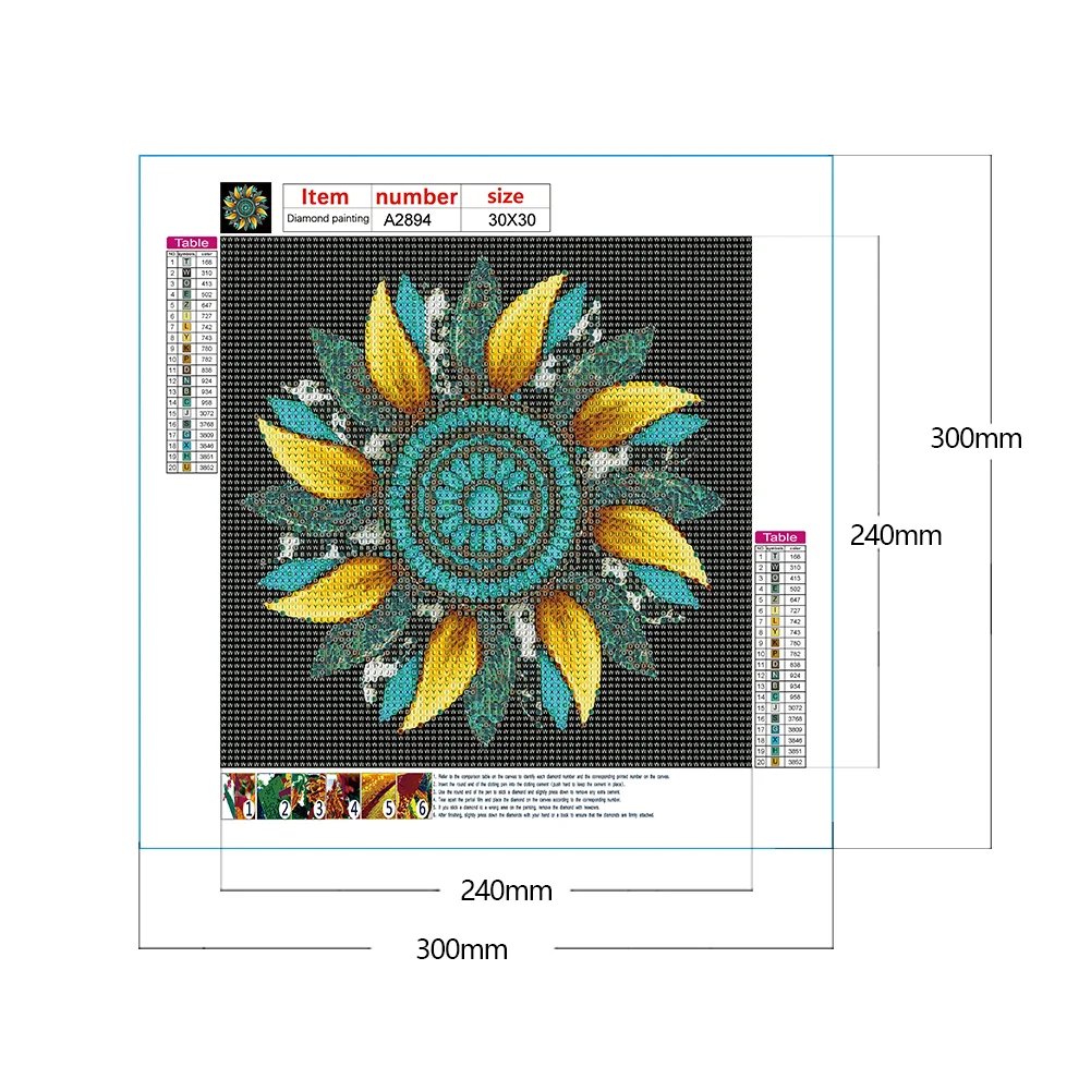 Full Round Diamond Painting 30*30cm - Artistic Sunflower