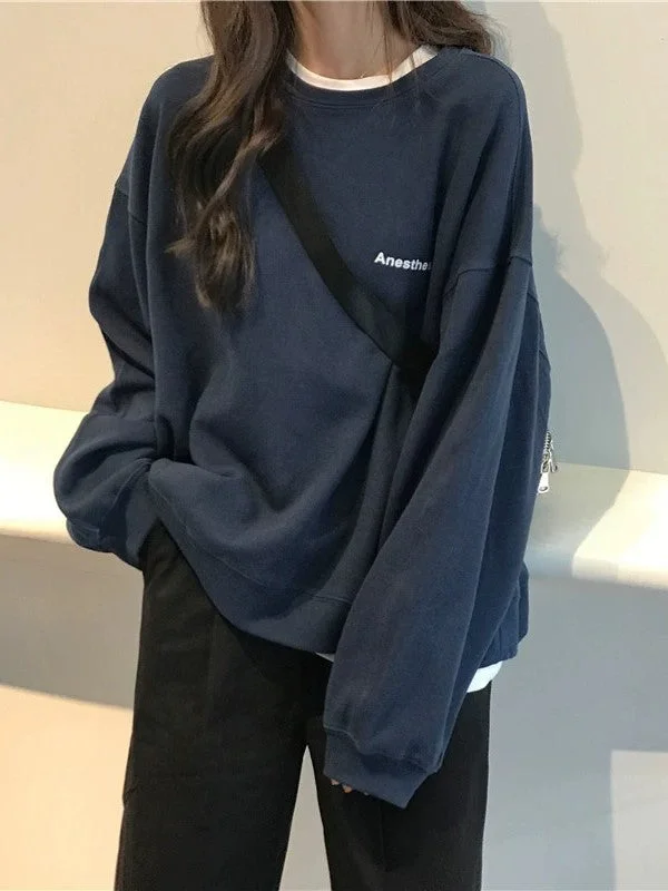Brownm plain oversized sweatshirt with logo