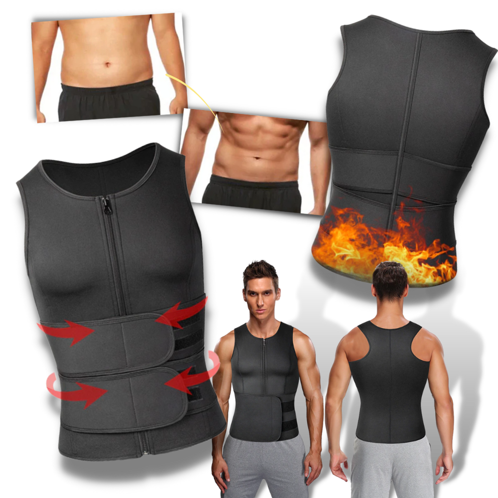 Men’s Fitness Sauna Vest - Multifunctional Men’s Waist Trainer - Men Body Slimming Fitness Vest - 