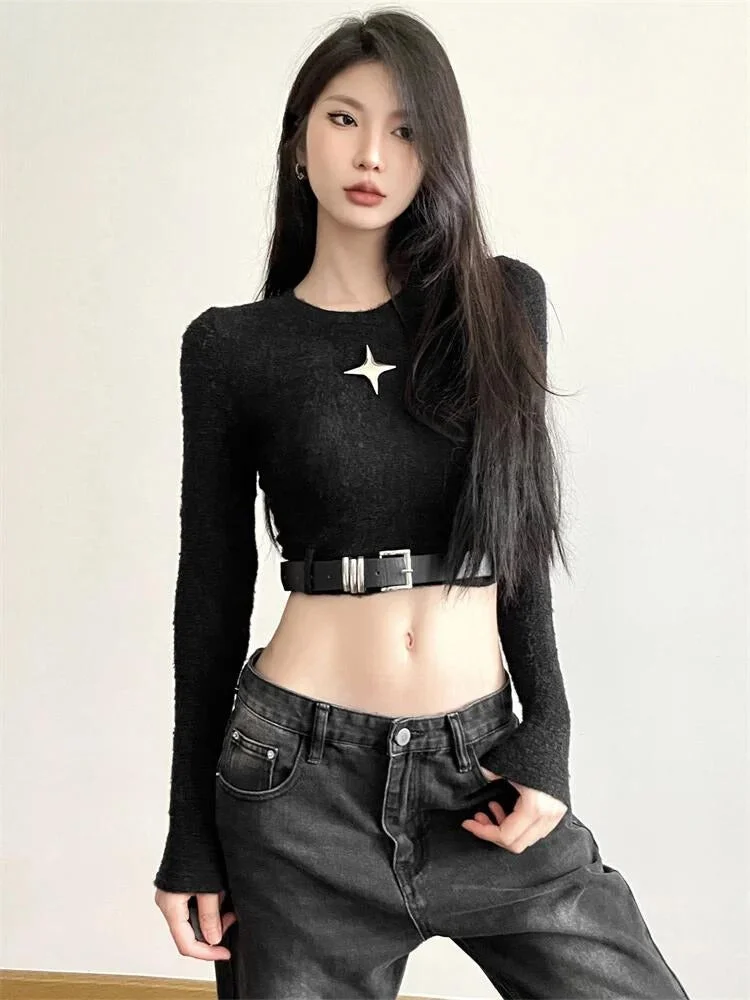 Brownm Star Belted Crop Top