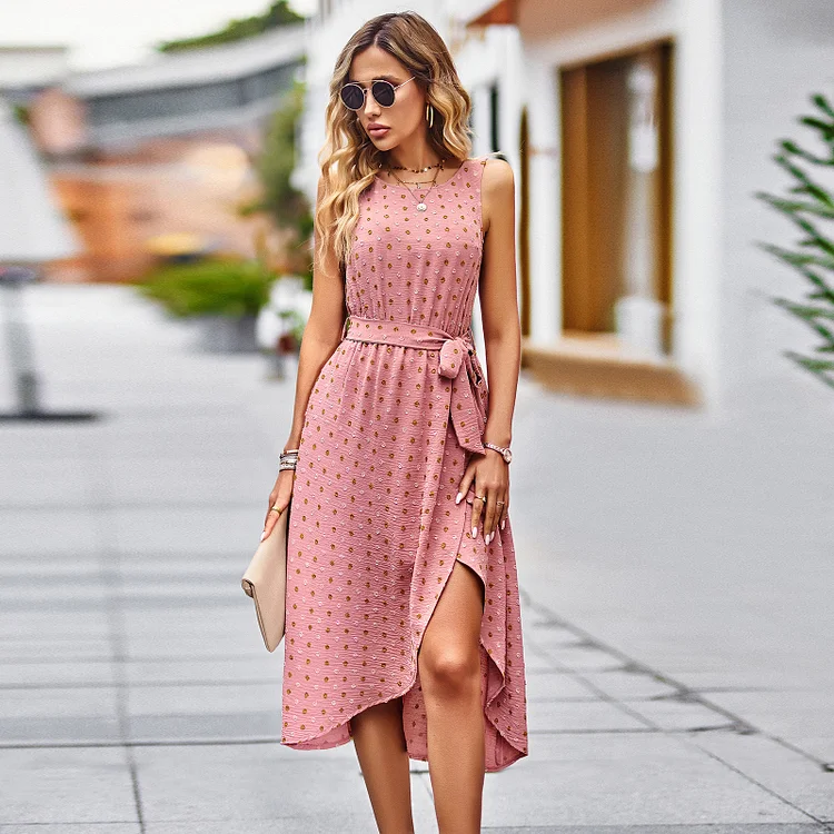 Summer Elegant Sleeveless O-Neck Slim Fit Casual Party Midi Dress