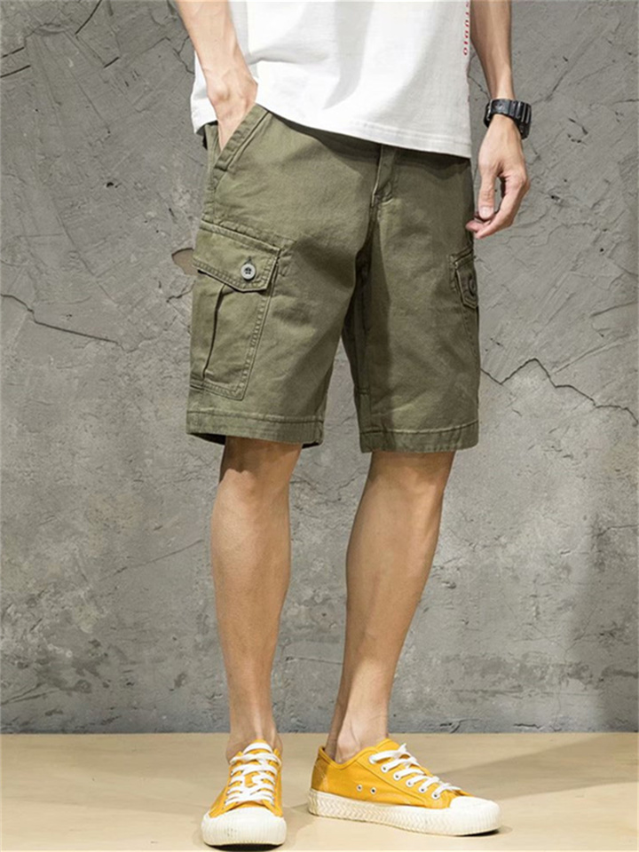 Men's Cargo Shorts Shorts Casual Shorts Flap Pocket Plain Comfort Breathable Outdoor Daily Going Out Fashion Streetwear Black Green