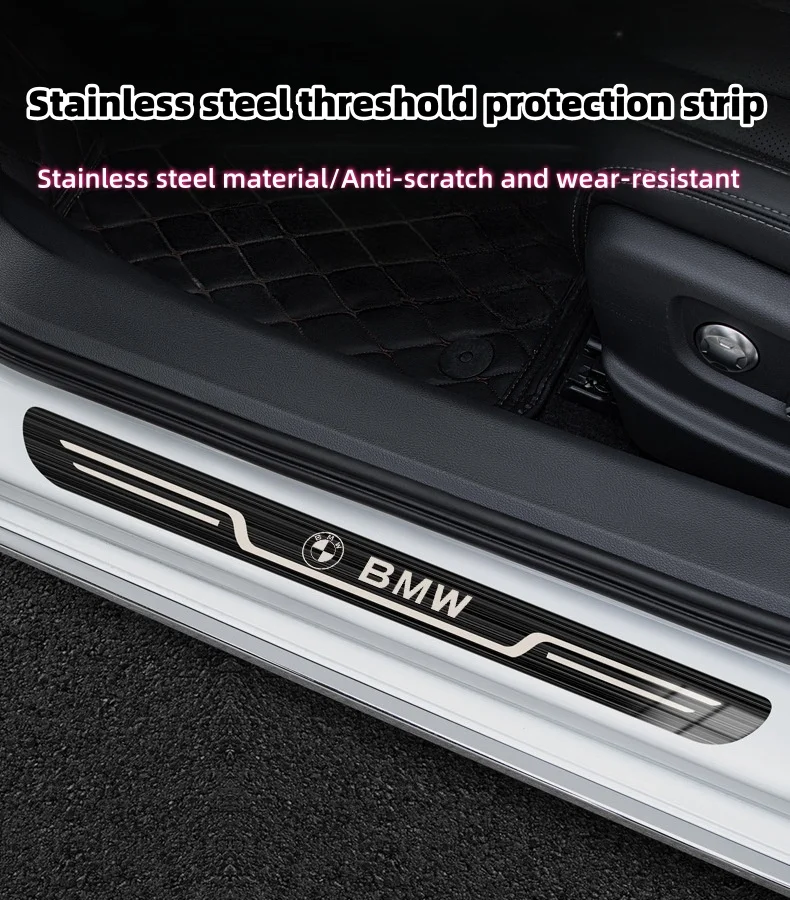 Car universal style stainless steel welcome door sill strip