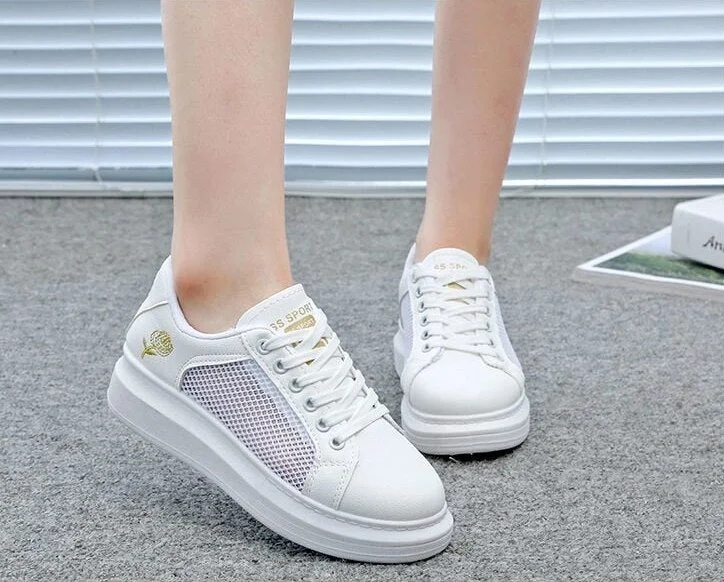 2020 New Spring Tenis Feminino Lace-up White Shoes Woman PU Leather Solid Color Female Shoes Casual Women Shoes Sneakers