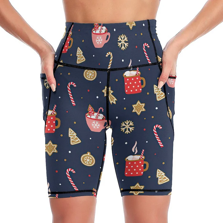 Personalized Design Women's Knee-Length Yoga Shorts Christmas
