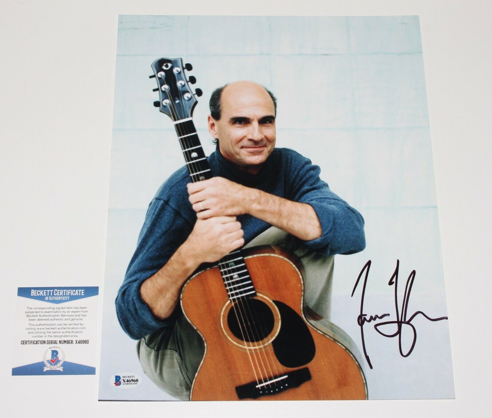 SINGER JAMES TAYLOR SIGNED 11x14 Photo Poster painting A JT BECKETT BAS COA PROOF ALBUM GUITAR