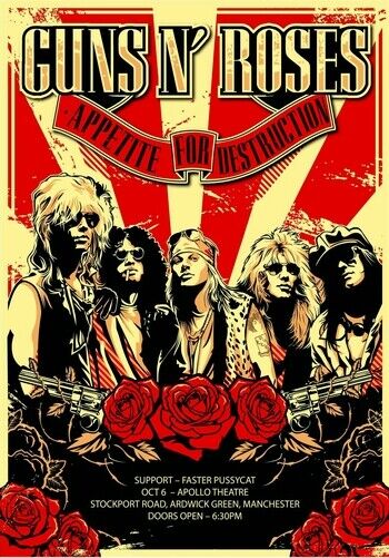 GUNS & ROSES TOUR POSTER - APPETITE FOR DESTRUCTION - Photo Poster painting INSERT -  POST!