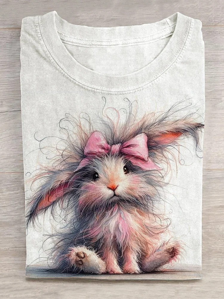 Scribbled Cute Bunny Funny Easter Art T-shirt