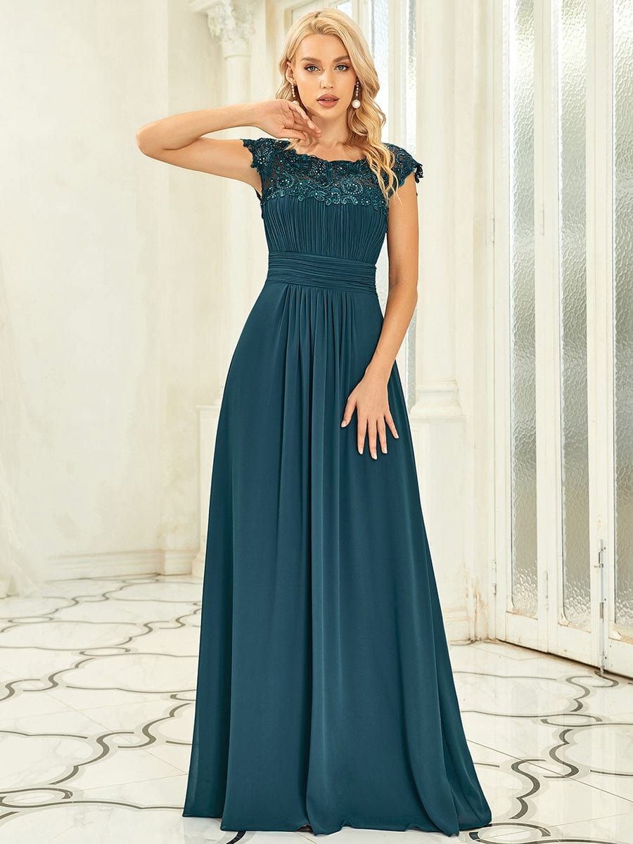 Sophisticated Lace Detail Evening Gown