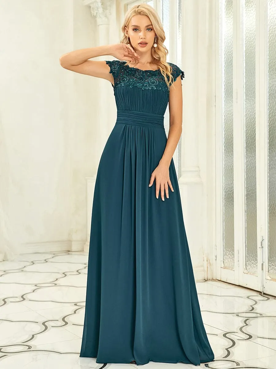 Sophisticated Lace Detail Evening Gown