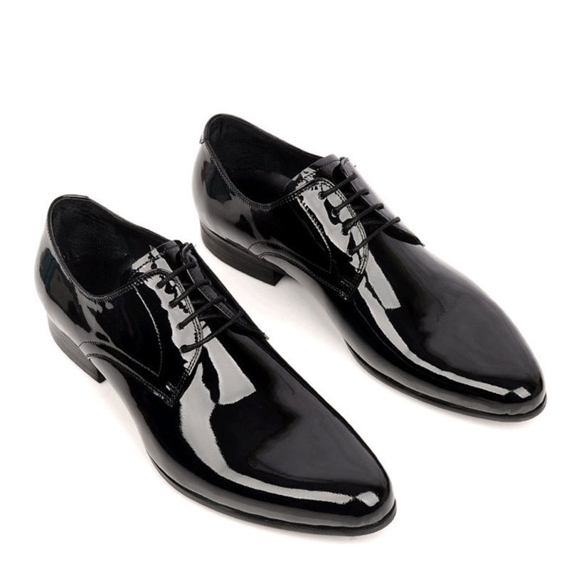 Mens Black Patent Leather Derby Dress Shoes - Tuxedo display picture 3