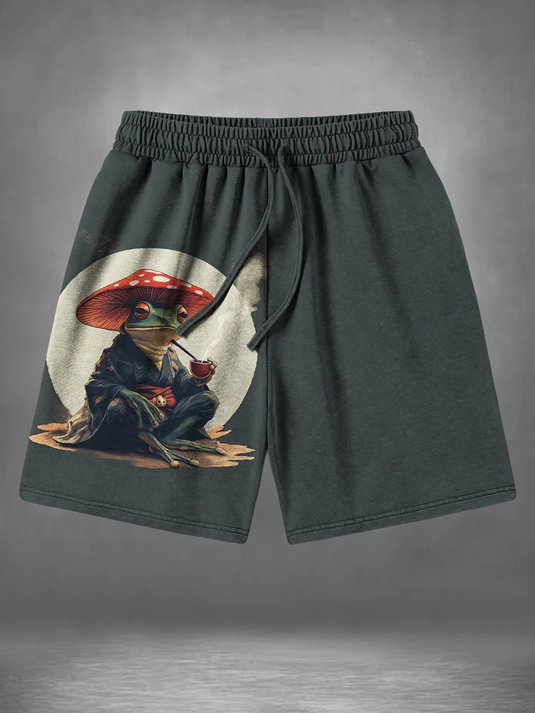 Men's Mushroom Frog Smoking Fun Print Comfortable Casual Shorts
