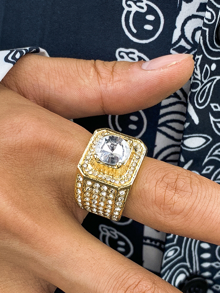 Comstylish Fashionable Zirconia Pave Men's Index Finger Ring