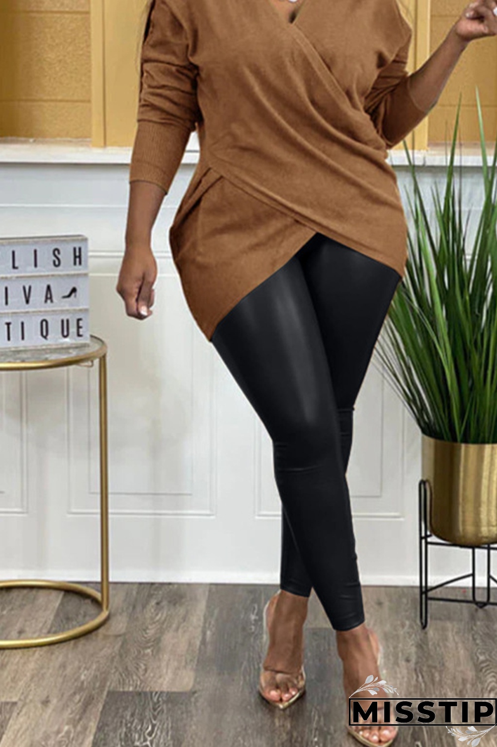 Khaki Sexy Solid Patchwork Skinny High Waist Pencil Solid Color Bottoms