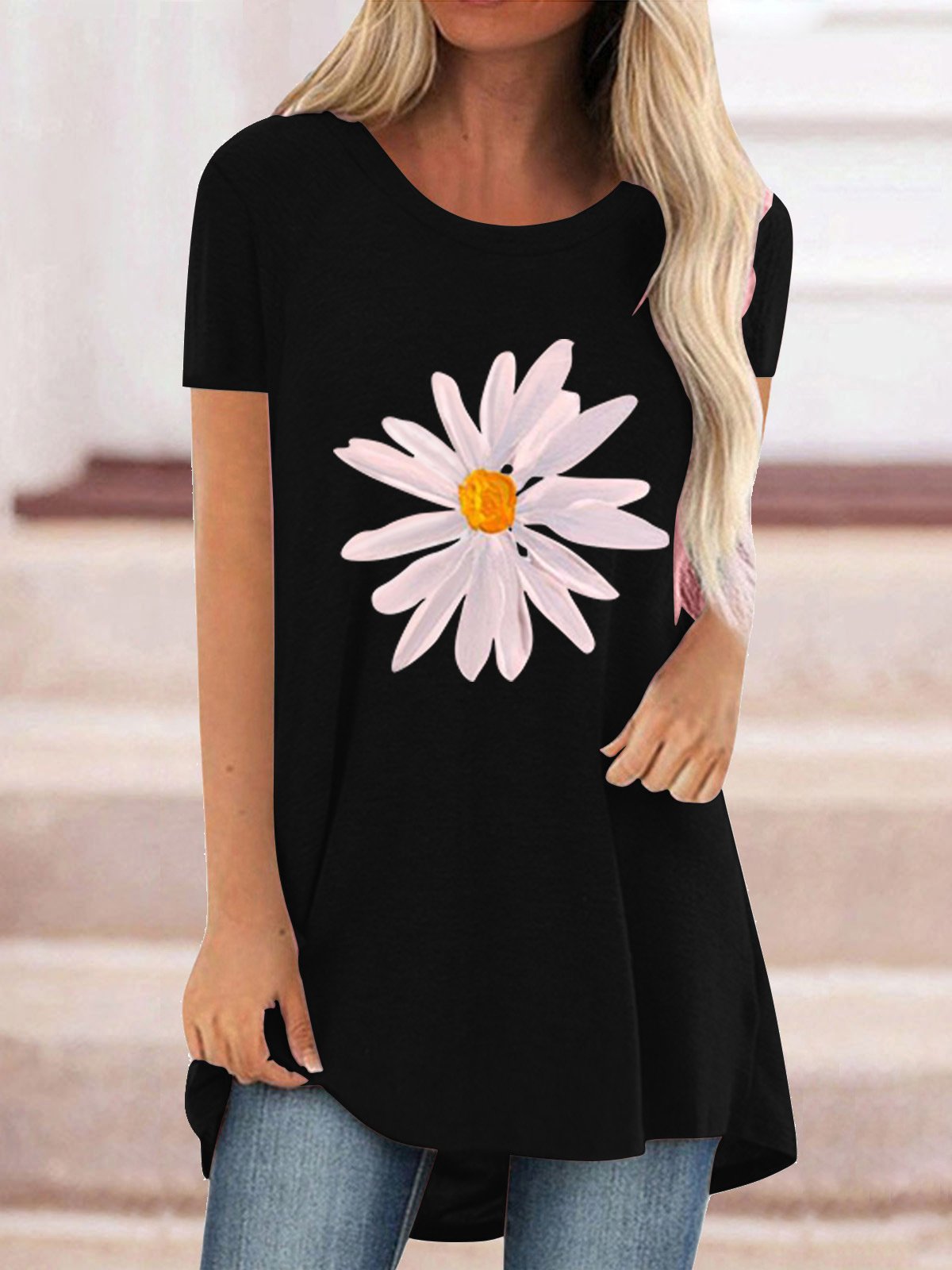 Women Half Sleeve V-neck Solid Color Dress