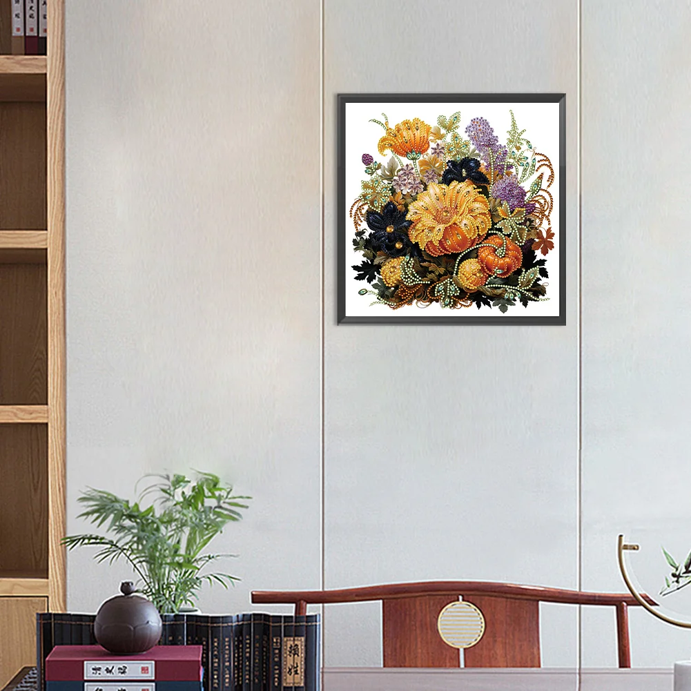Diamond Painting - Partial Special Shaped Drill - Pumpkin Sunflower(Canvas|30*30cm)
