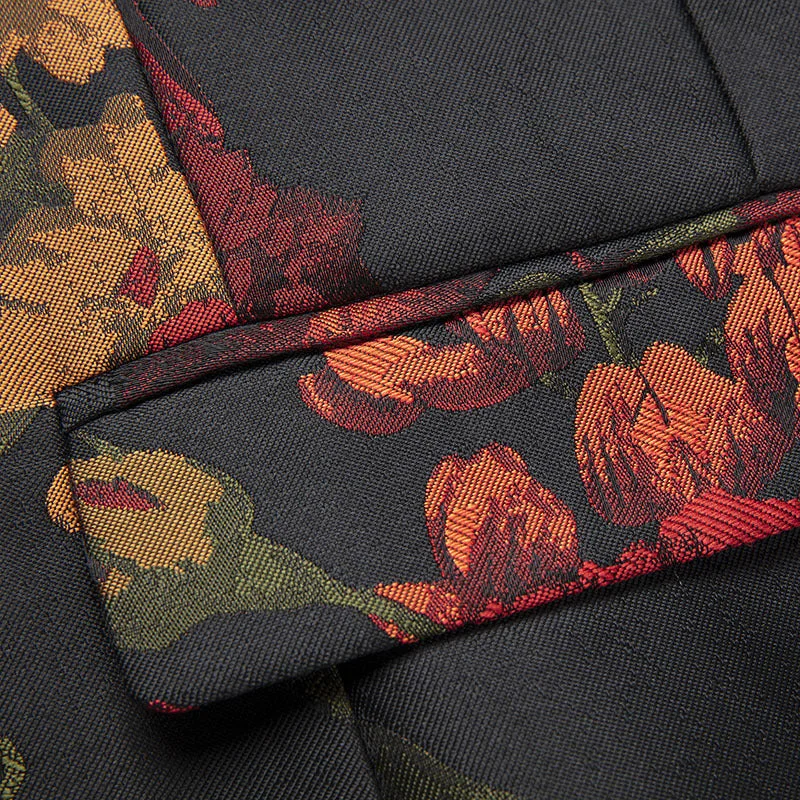 Tulip Embroidery Blazer colorful-Green