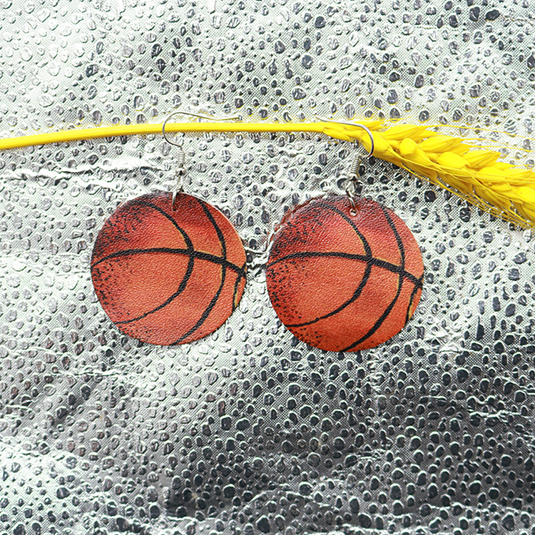 Baseball Basketball Football Volleyball Retro Old Leather Earrings European and American Sports Style European Cup Spherical Earrings-Annaletters
