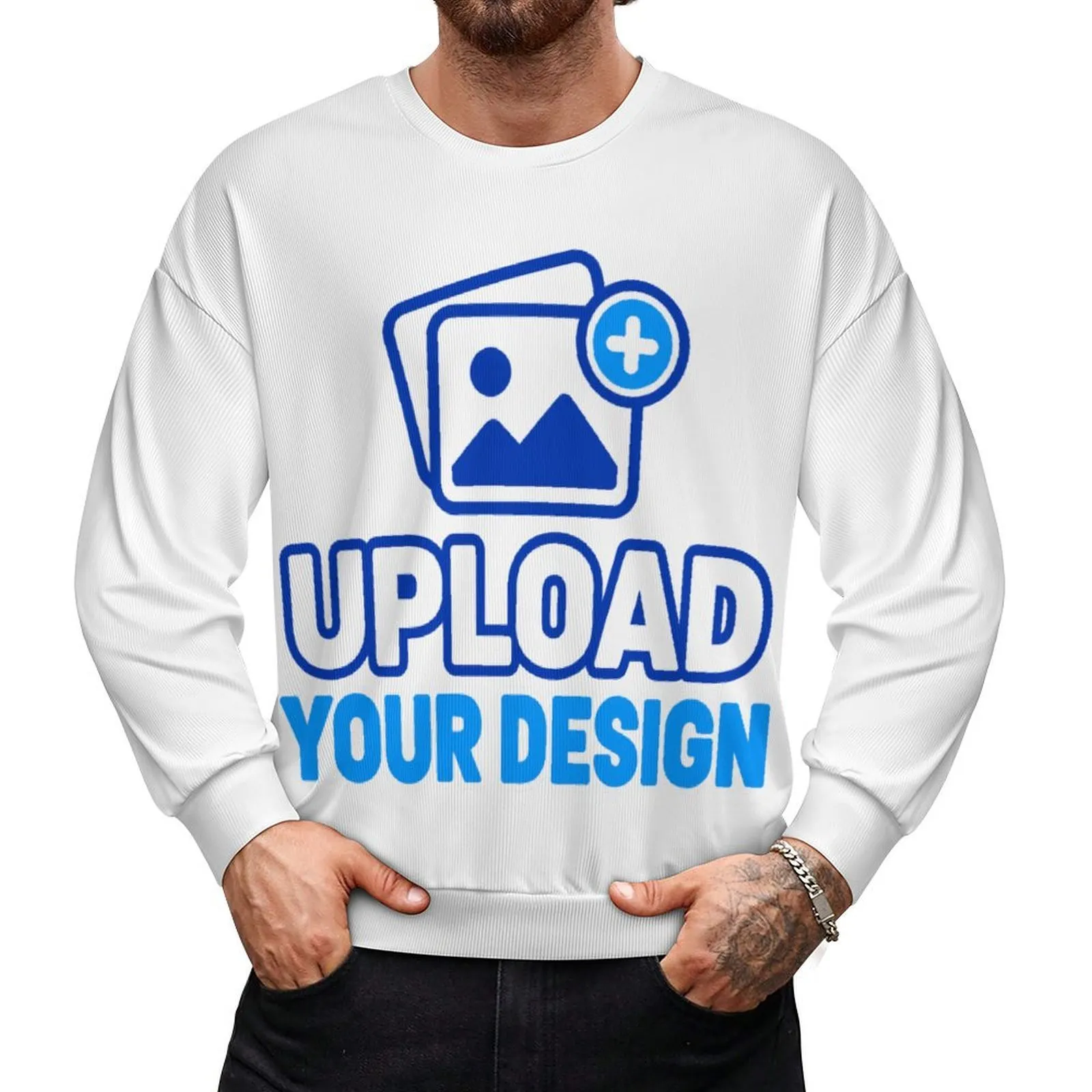 Loose Fit Round Neck Crew Hoodie Unisex custom product view 8