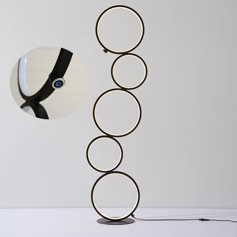 Nordic Ring Touch Switch LED Floor Lamp Modern Dimmable Home Decor Floor Light Living Room Bedroom Bedside Lamp Indoor Lighting