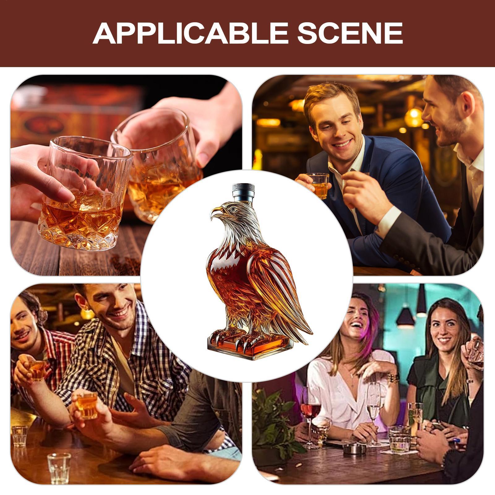 Tegooe Novelty Crystal Eagle Whiskey Decanter - 350ml Glass Spirit Bottle