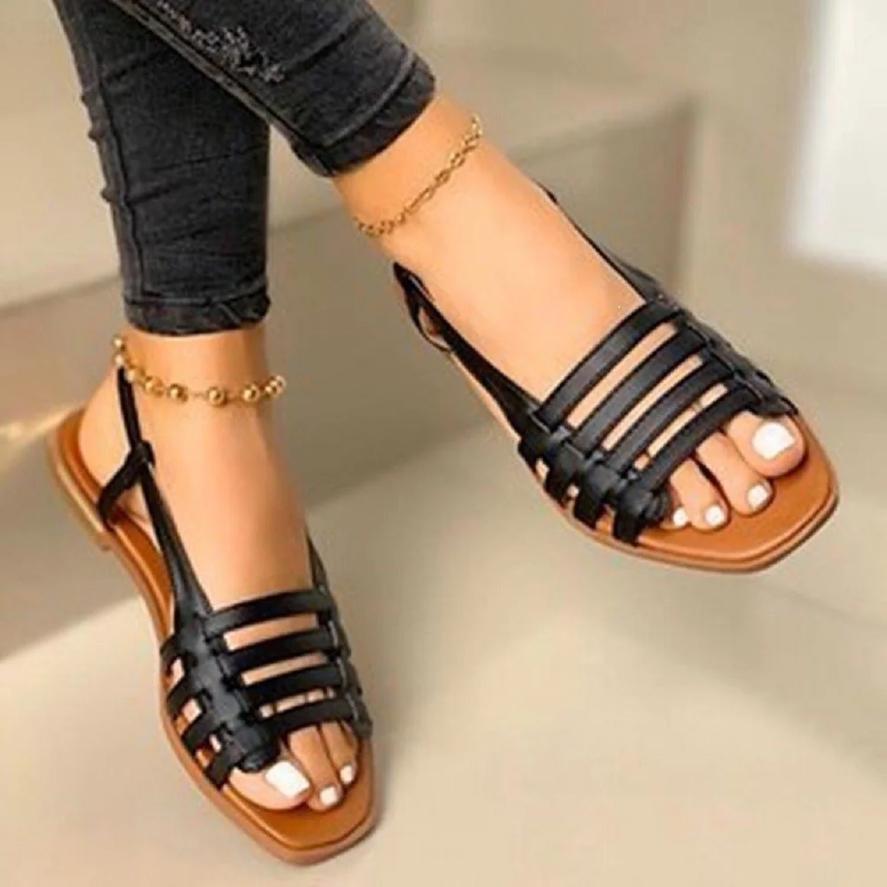 Breakj Breakj New 2025 Summer Flat Bottom Fish Mouth Casual Sandals Women's Size 40-43 Sandals