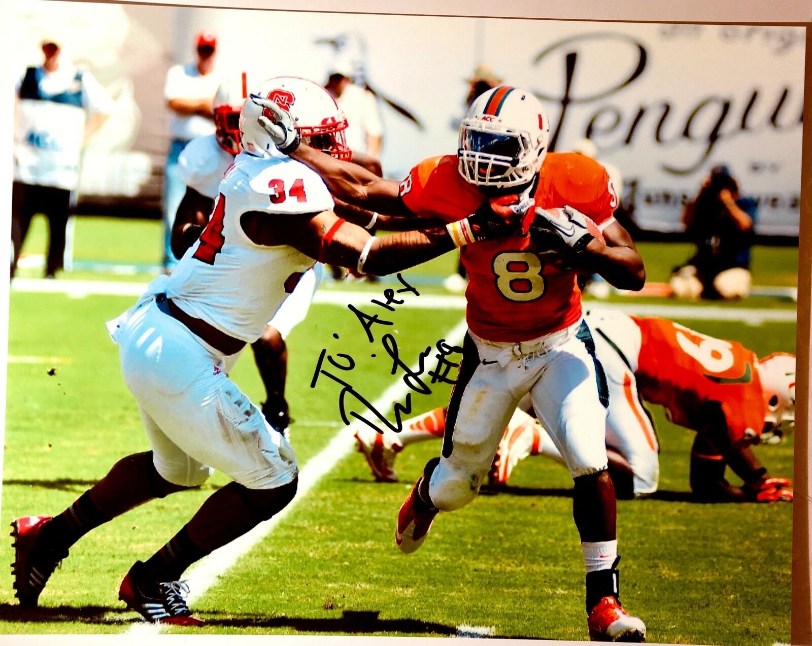 Duke Johnson Signed 8x10 Photo Poster painting Miami Hurricanes Autograph Auto