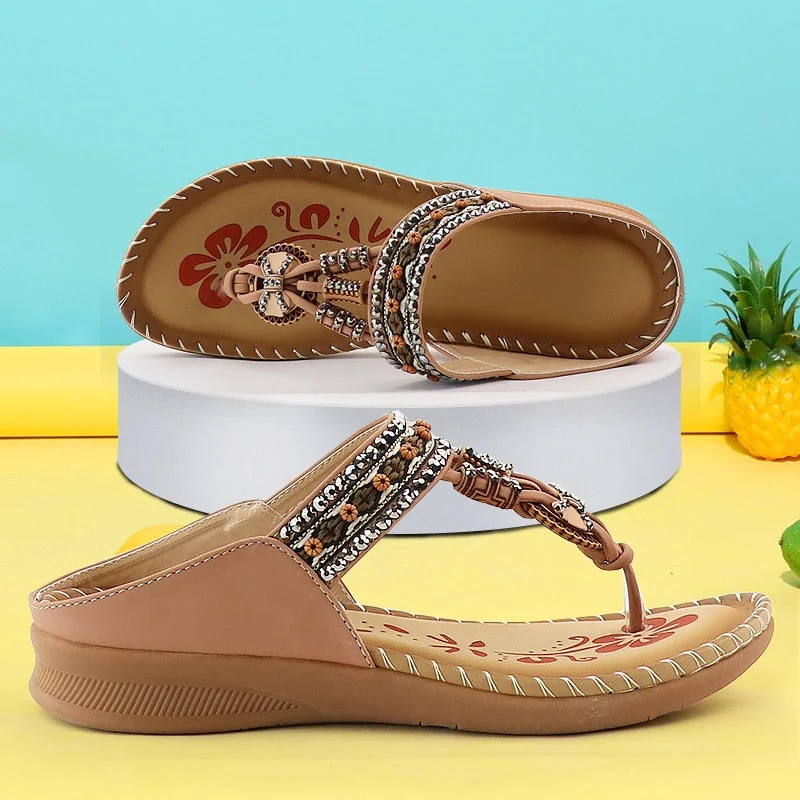 Women's summer flip-flops Bohemian Street Womens Flowers Platform Sandals Ladies Plus Size 36-43 sandalias chaussure femme