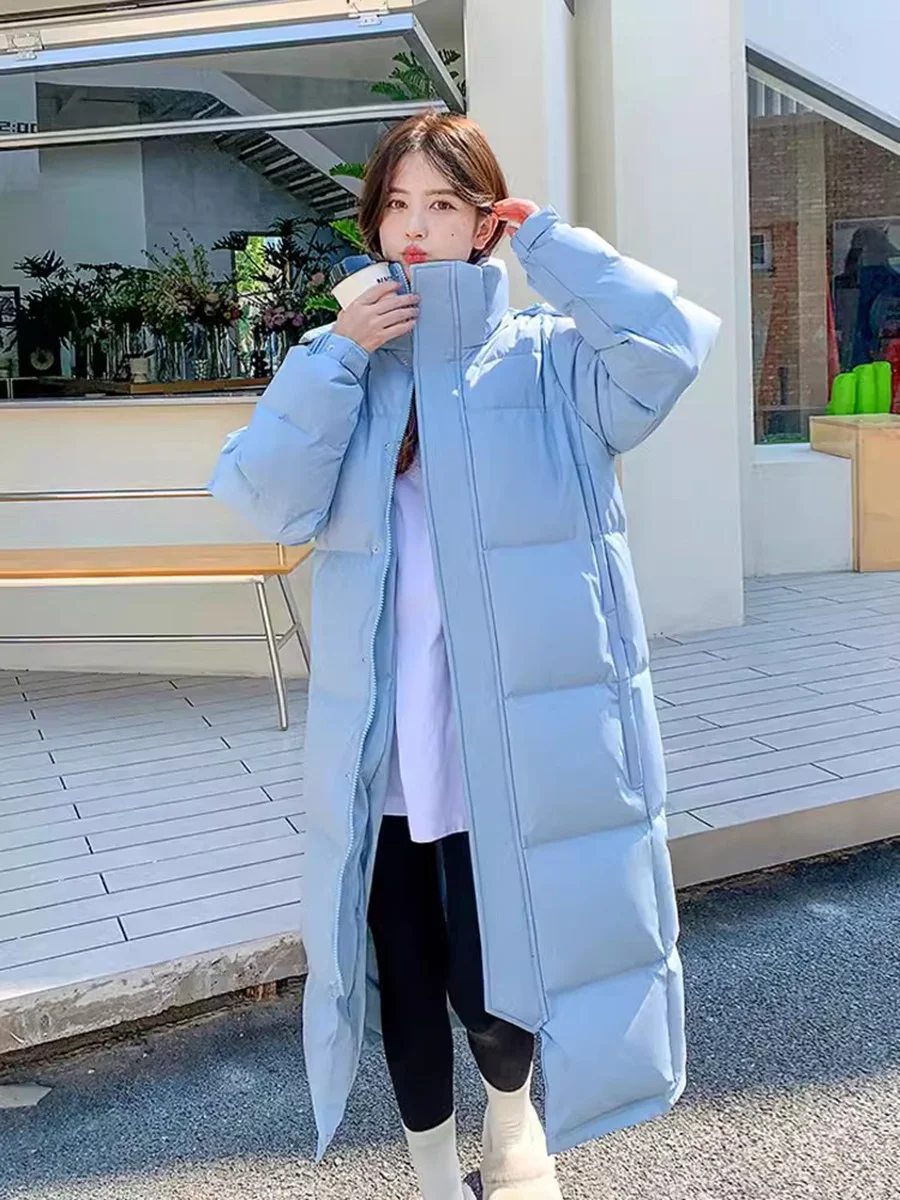 Woherb Chinese Drama Long College Style Down Jacket Female 2024 Winter Fashion Thick Loose Warm White Duck Down Matching Jacket-Outfit Ideas