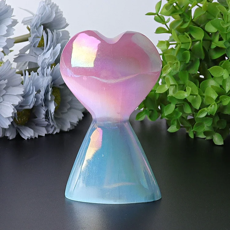 4.2" Selenite Aura Angel Crystal Heart Towers Points