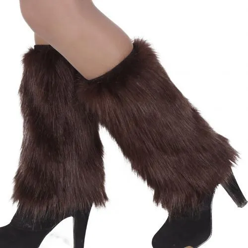 Winter Fashion Solid Color Women Boot Covers Warm Furry Faux Fur Leg Warmers
