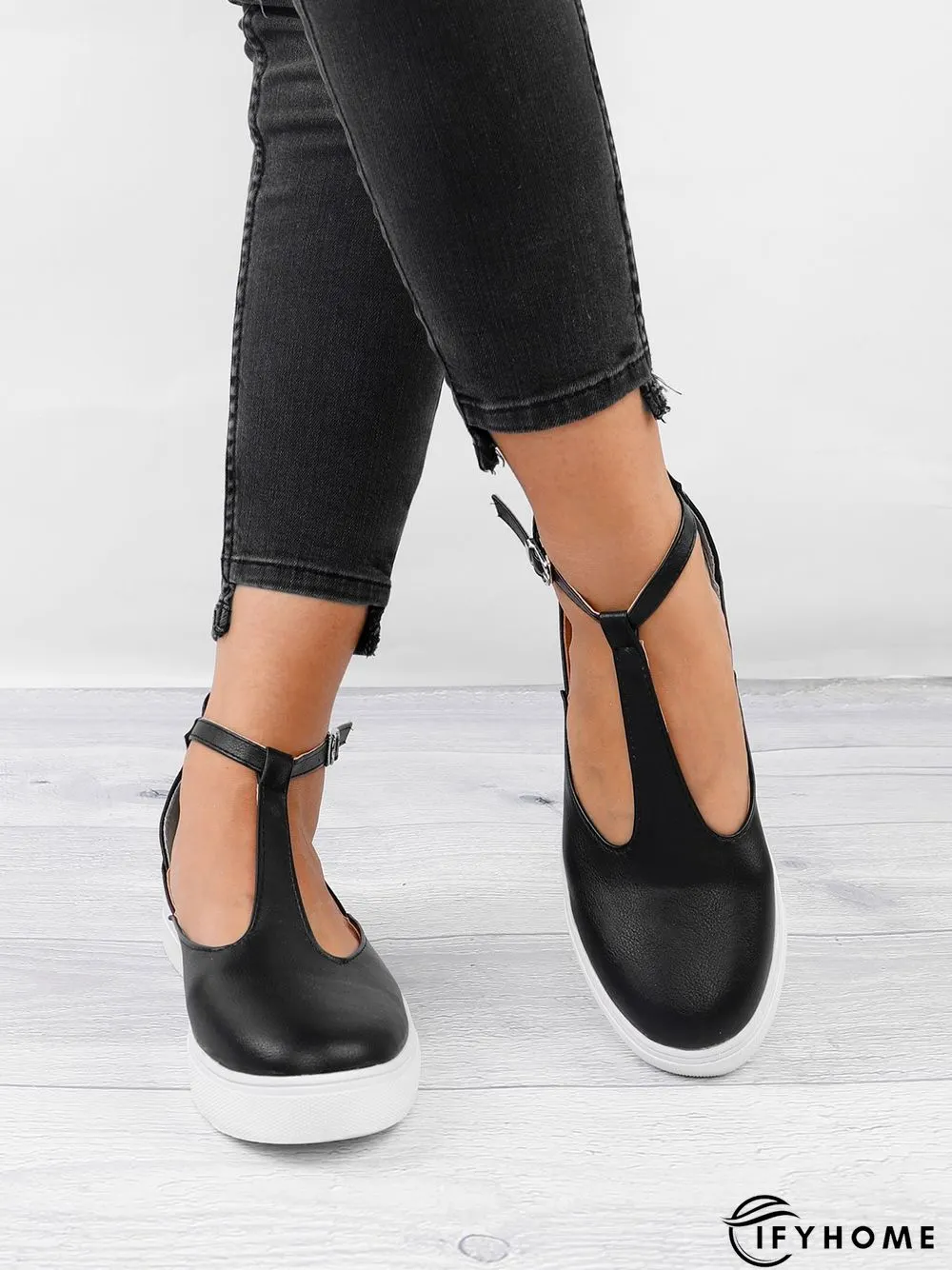 Summer Sandals Round Toe Shoes with Adjustable Buckle | IFYHOME