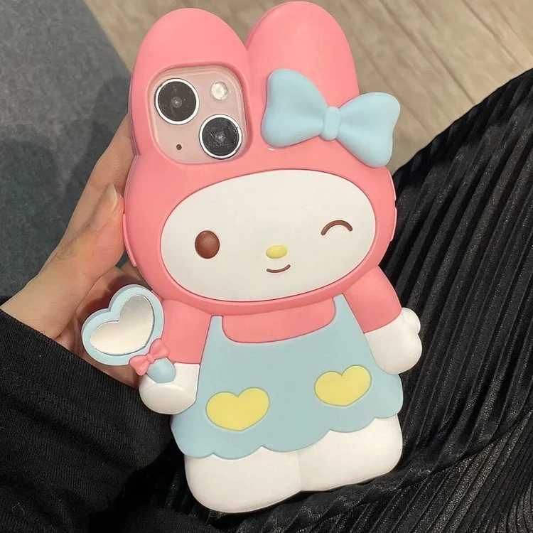 3D Cartoon Sanrio Hello Kitty Kuromi Silica gel Soft Phone Cases For iPhone 14 13 12 11 Pro Max XR XS MAX X Cover Y2k Girl Gift