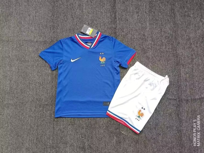 2024/2025 France Home Kids Kit Football Jersey Thai Quality