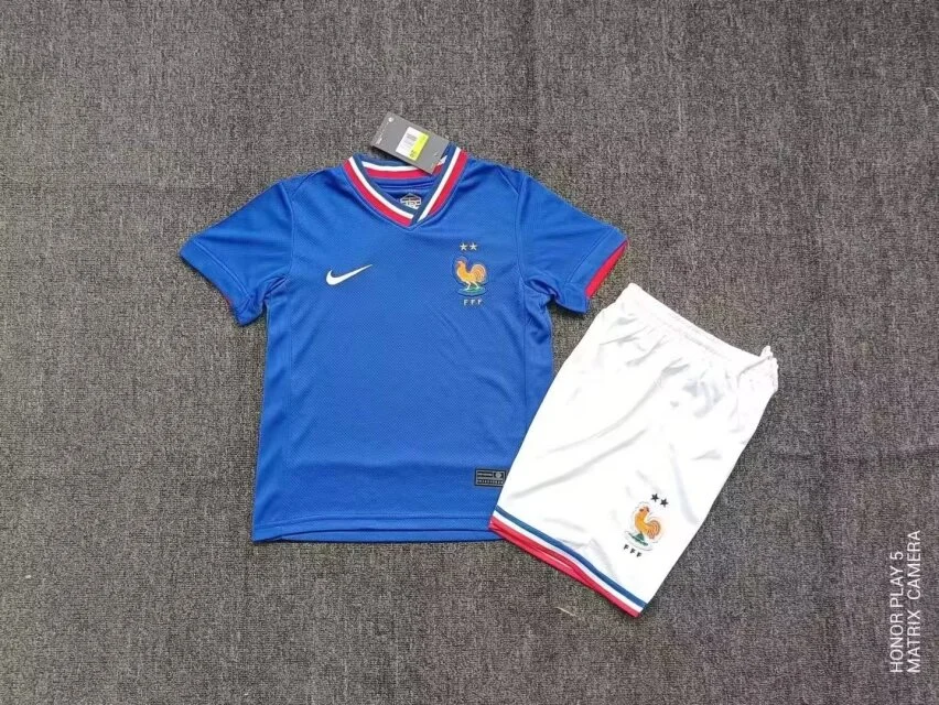 2024/2025 France Home Kids Kit Football Jersey Thai Quality
