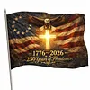 250th Anniversary USA 1776-2026 Commemorative Flag 5ft X 3ft 3 Ply Birthday Patriotic Flag for Independence Day Parades Garden Yard Events