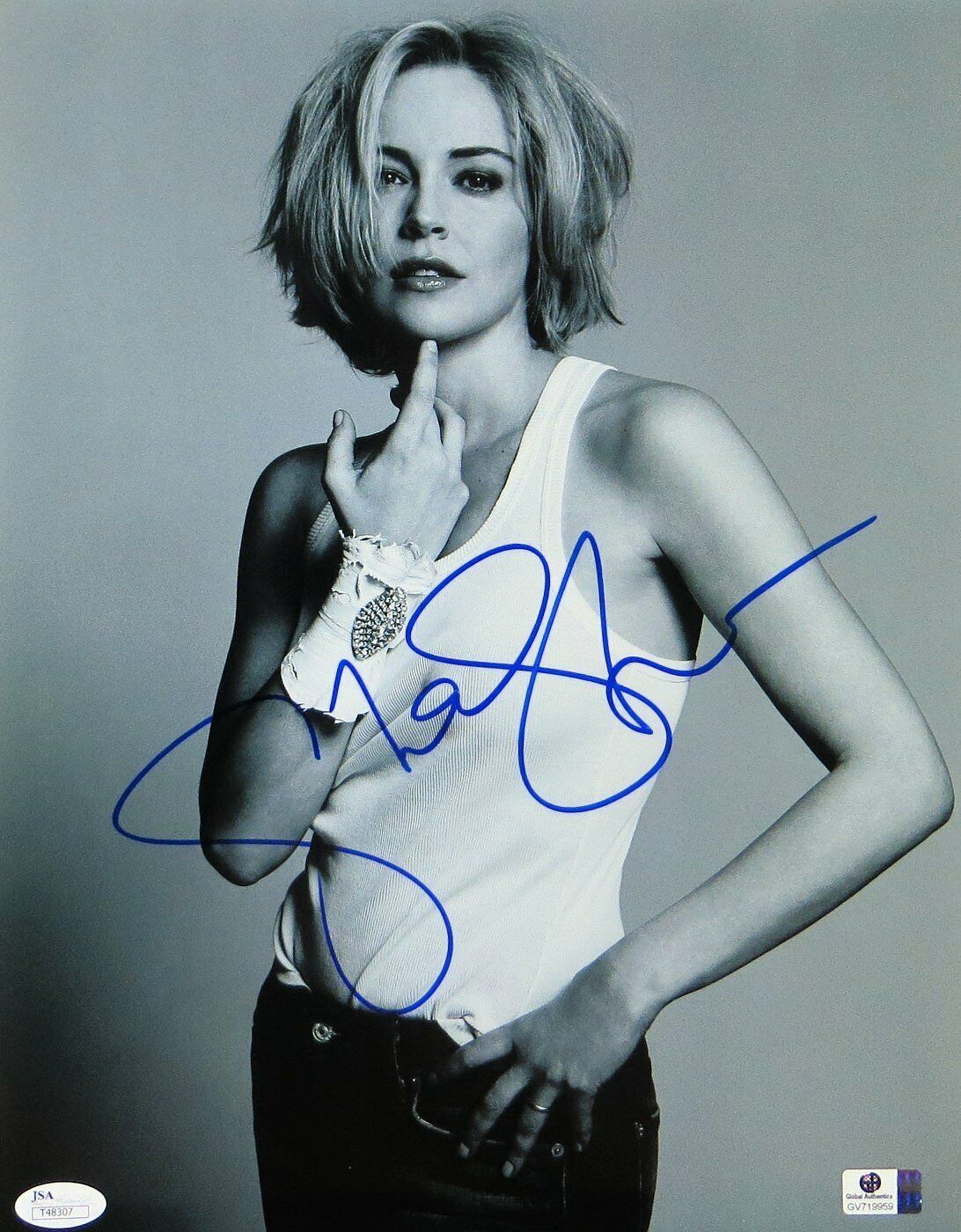 Sharon Stone Signed Autographed 11X14 Photo Poster painting Gorgeous Sexy B/W JSA T48307