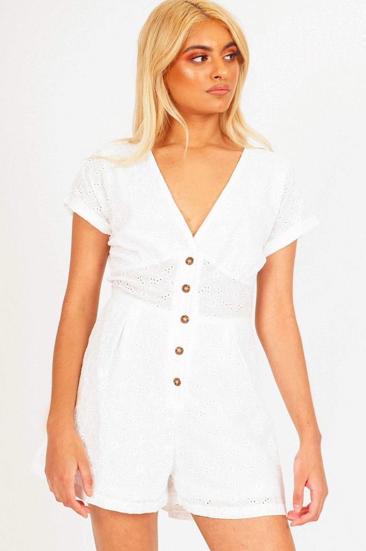 white button up playsuit